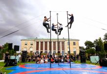 Chinese pole acrobatics at the French Embassy